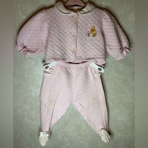 Vintage Classic Pooh - Winnie the Pooh 2 PC Pink Footed Ruffle Bottom - 9 months